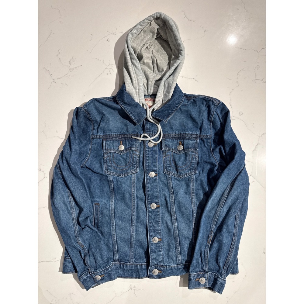 True Religion Hooded Denim Trucker Jacket